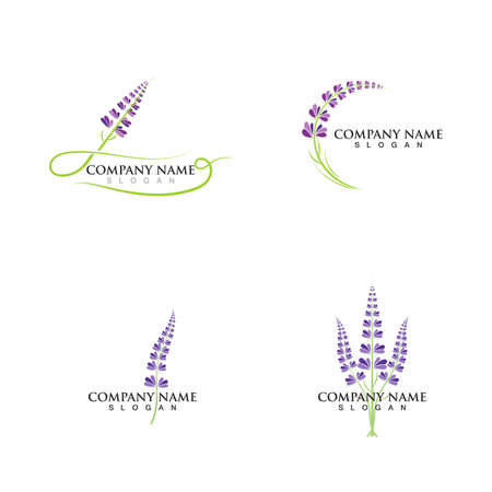 Fresh Lavender flower logo vector flat designのイラスト素材