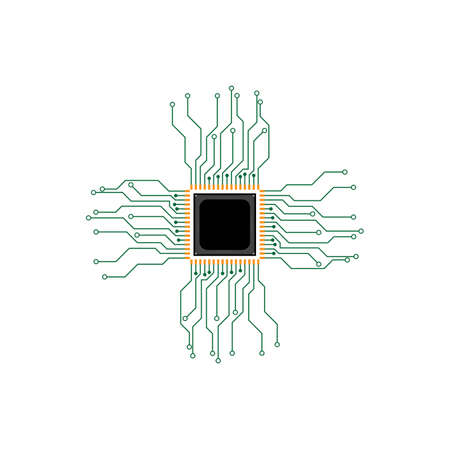 Circuit processor symbol and icon vector