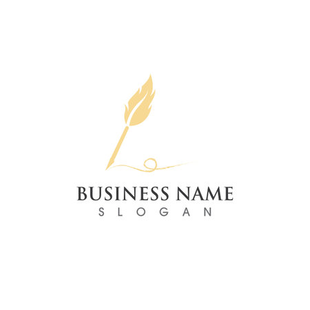 Feather pen logo and symbol vector imageのイラスト素材