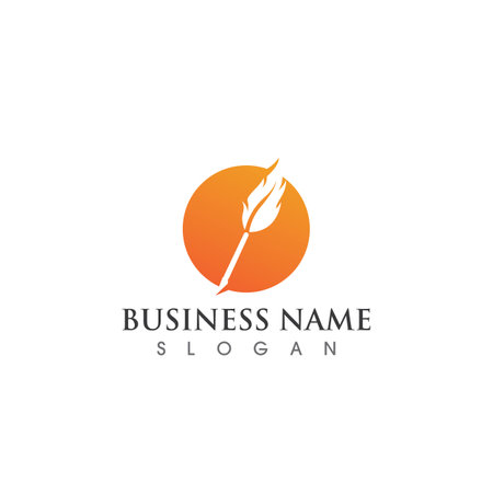 Feather pen logo and symbol vector imageのイラスト素材