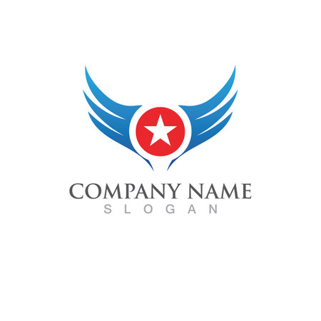 Wing and star falcon logo and symbol vectorのイラスト素材