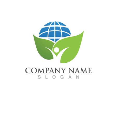 Health people leaf logo green vectorのイラスト素材