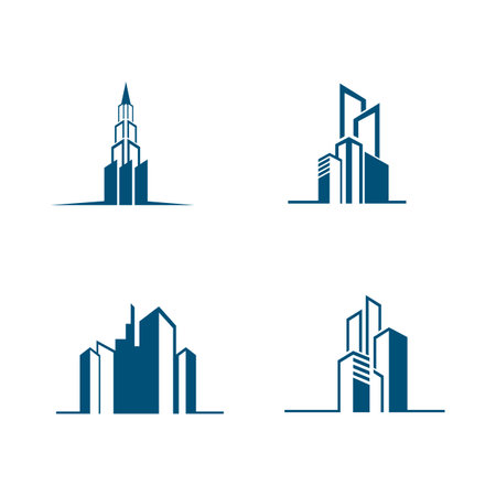 Modern simple square line art buildingのイラスト素材