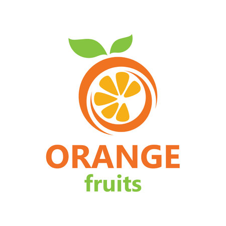 Fresh Orange Fruit, Slice of Lemon Lime Grapefruit Citrus with letter initial O design inspirationのイラスト素材