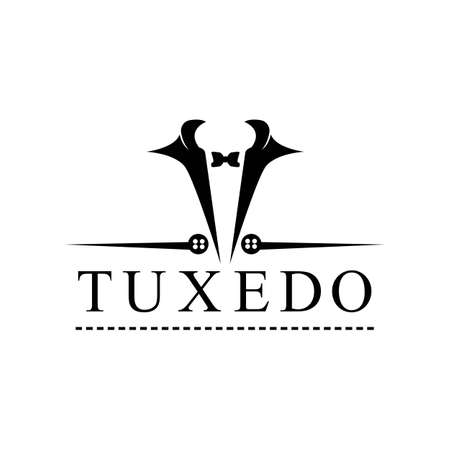 Bow Tie Tuxedo Suit Gentleman Fashion Tailor Clothes Vintage Classic Logo designのイラスト素材