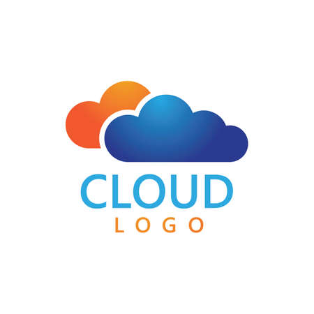 Cloud file Secure file upload  server  data logo design inspirationのイラスト素材
