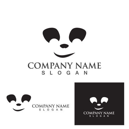Panda head black and white logoのイラスト素材