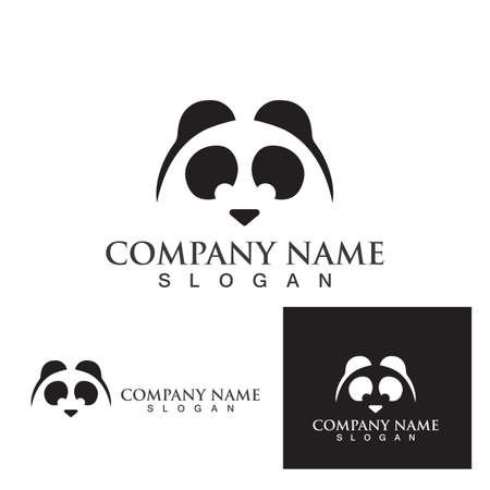 Panda head black and white logoのイラスト素材
