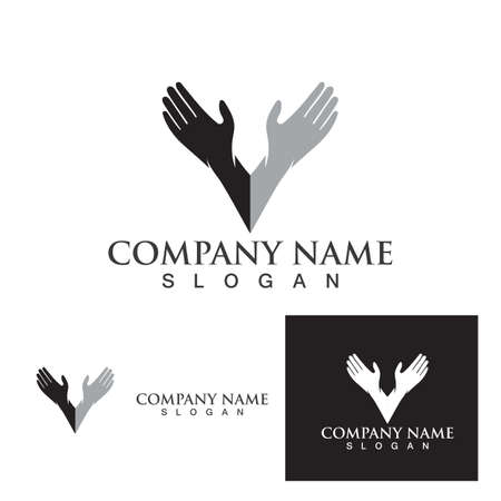 Hand care life help hope logo and symbol vectorのイラスト素材