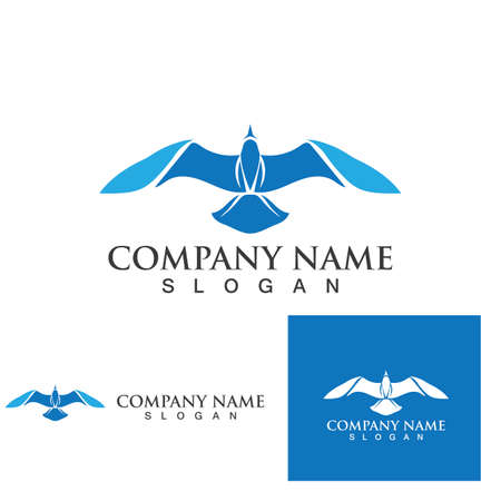 Birds fly on the beach logoのイラスト素材