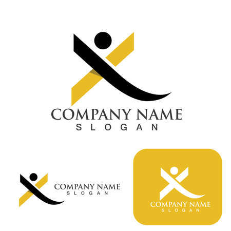 X Letter Logo Template vector icon illustration designのイラスト素材