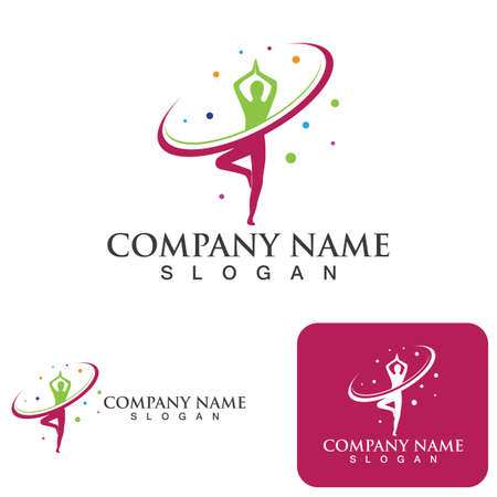 Yoga people health  logo and symbol vectorのイラスト素材