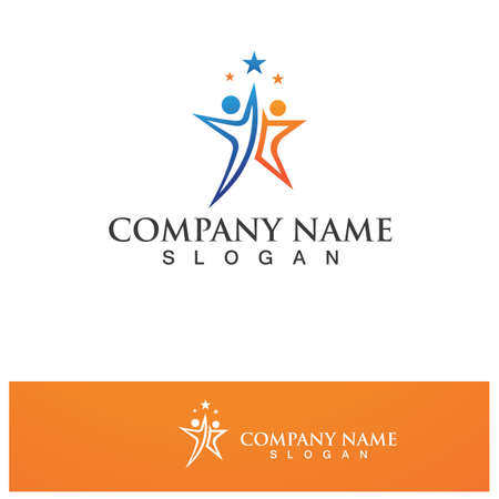 Star people logo design. Star community vector logo. star community human vector logo.のイラスト素材