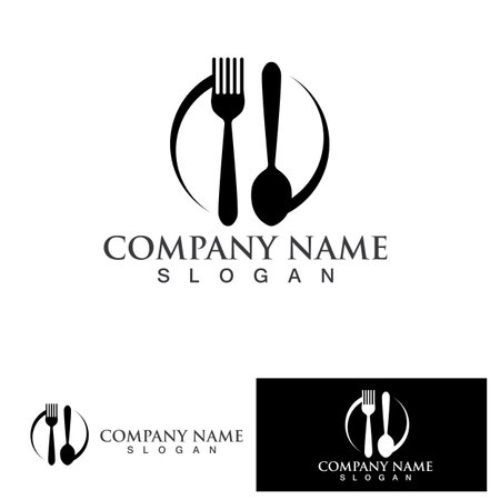 Spoon and fork logo and symbol vectorのイラスト素材