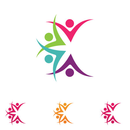 People team Community group logo, network and social icon vectorのイラスト素材