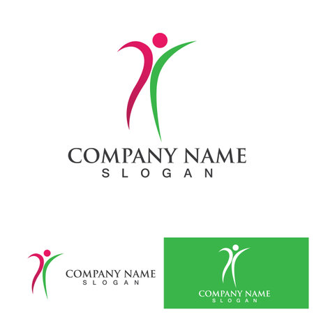 People jump star success ,Human character logo sign illustration vector designのイラスト素材