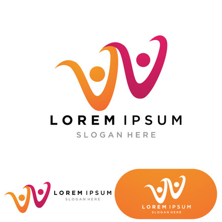 W Letter Logo Template vector illustration designのイラスト素材
