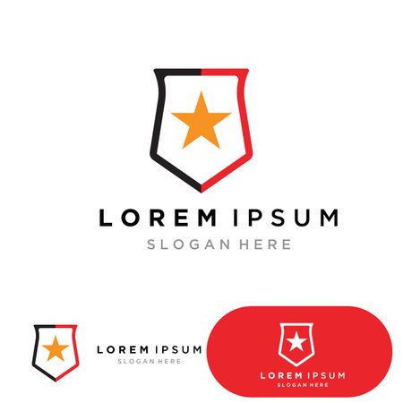 shield logo design vector, shield emblem logo template, logo symbol icon-vectorのイラスト素材