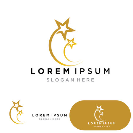 Gold Star Logo Vector with Black Backgroundのイラスト素材