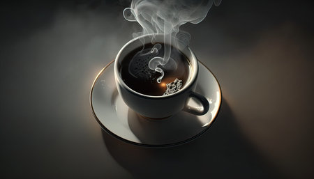 Black coffee still hot tableの素材