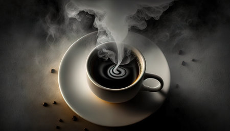 Black coffee still hot tableの素材