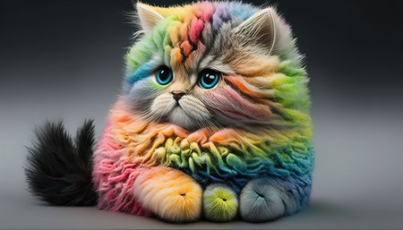 cat cute 3d realistic colorskin rainbow cottonの素材