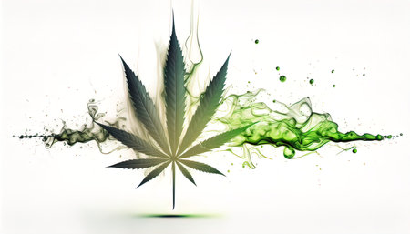 Leaf green cannabis realistic and smoke white cigareteの素材