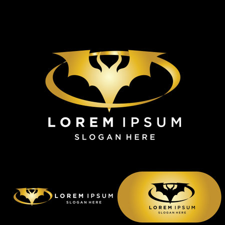 Bat gold vector icon logo template illustration designのイラスト素材