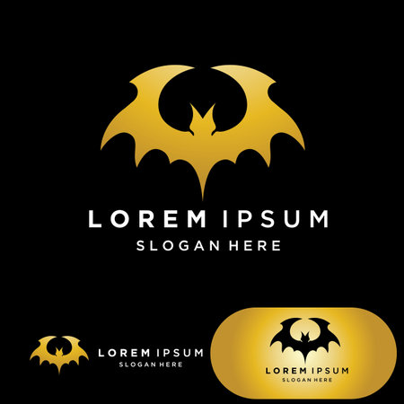 Bat gold vector icon logo template illustration designのイラスト素材
