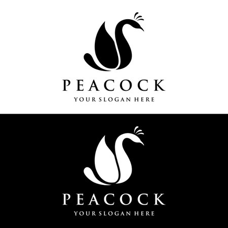 Creative peacock bird and peacock feather logo design-Vector illustration.のイラスト素材