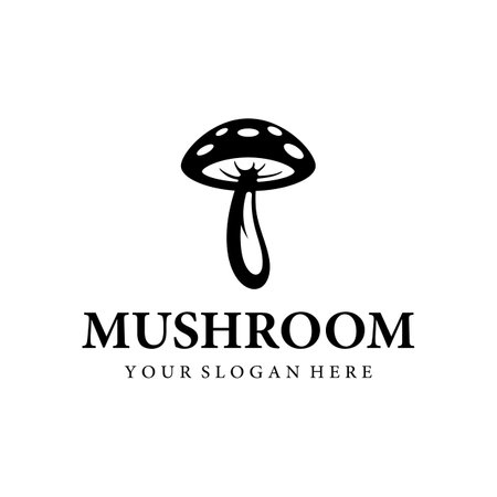 Unique organic mushroom farm creative logo design with modern concept.Vector illustration.のイラスト素材