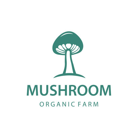 Unique organic mushroom farm creative logo design with modern concept.Vector illustration.のイラスト素材