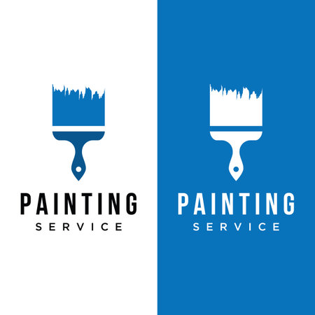 Paint brush and roll logo creative design for home and city service.のイラスト素材
