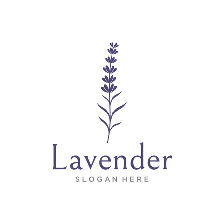 Hand drawn organic lavender flower logo design.Logo for cosmetic, beauty,tea,oil,herbal.のイラスト素材