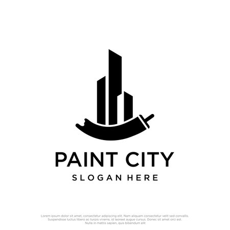 Paint brush and roll logo creative design for home and city service.のイラスト素材