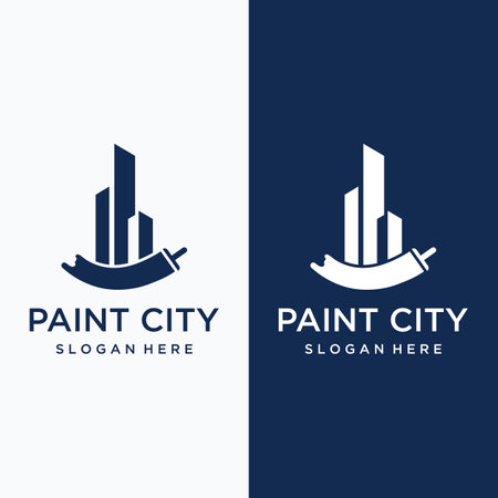 Paint brush and roll logo creative design for home and city service.のイラスト素材