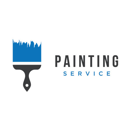 Paint brush and roll logo creative design for home and city service.のイラスト素材
