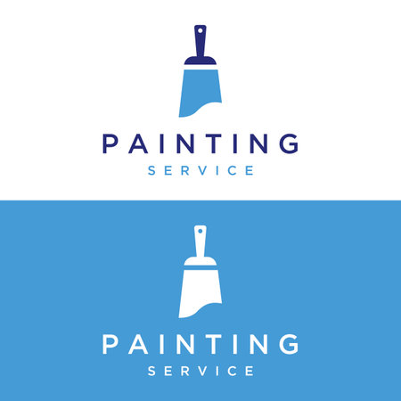 Paint brush and roll logo creative design for home and city service.のイラスト素材