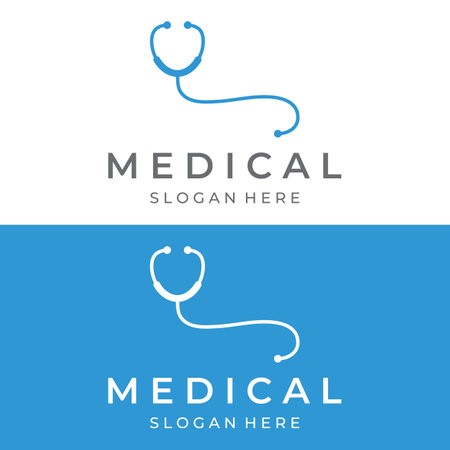 Doctor stethoscope logo design for health care with creative idea. Vector illustration.のイラスト素材