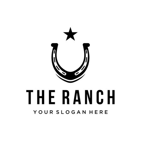 Retro horseshoe logo for ranch, cowboy,badge. which is isolated on the background.のイラスト素材