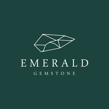 Luxury Vintage Emerald Gemstone logo in trendy style for jewelry.のイラスト素材