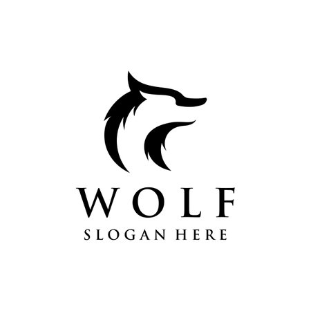 Night wolf abstract Logo design simple isolated background.Vector illustration.のイラスト素材