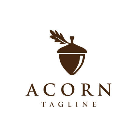 Acorn logo design with leaves with vector illustration editing.のイラスト素材