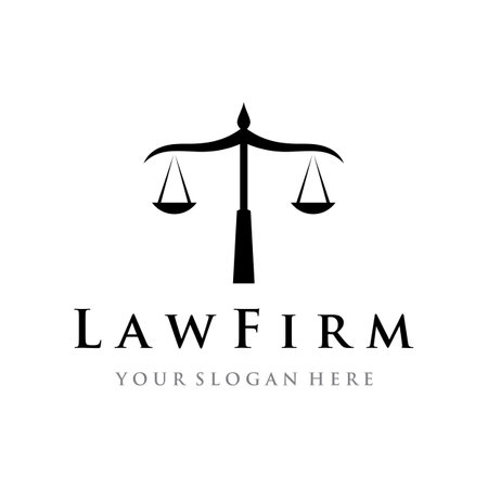 Law firm and attorney Logo.Justice template with pillar, sword and scales concept.Vector illustration.のイラスト素材