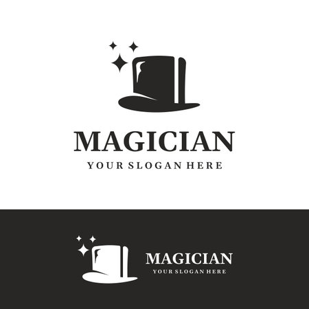 Simple magician hat with star sign logo design with creative idea.のイラスト素材
