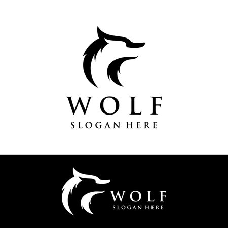 Night wolf abstract Logo design simple isolated background.Vector illustration.のイラスト素材