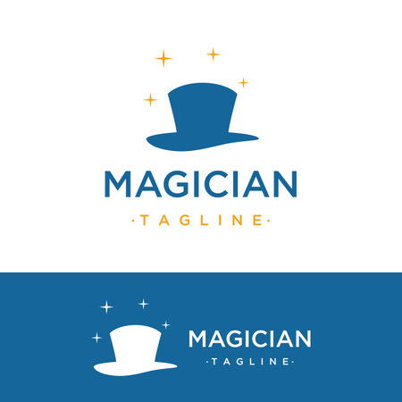 Simple magician hat with star sign logo design with creative idea.のイラスト素材