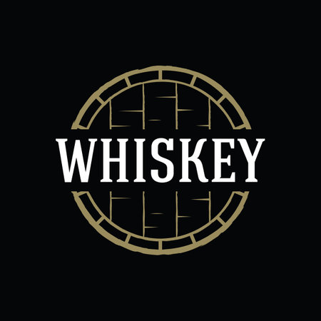 Vintage premium whiskey logo label with hand lettering. for drinks , rum, pub, company.のイラスト素材