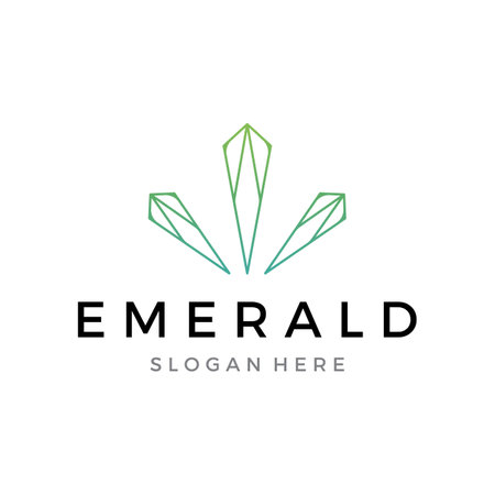 Luxury Vintage Emerald Gemstone logo in trendy style for jewelry.のイラスト素材