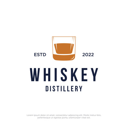 Vintage premium whiskey logo label with hand lettering. for drinks , rum, pub, company.のイラスト素材
